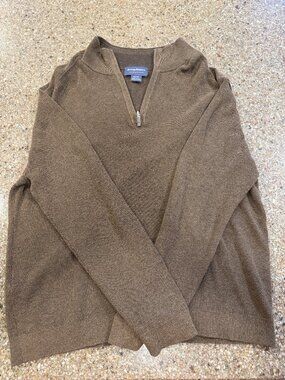 Tommy Bahama Quarter-Zip Mens Cotton Sweater Brown XL